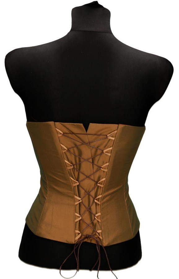 Gorset FGR042 MIEDZIANO-ZIELONY tafta