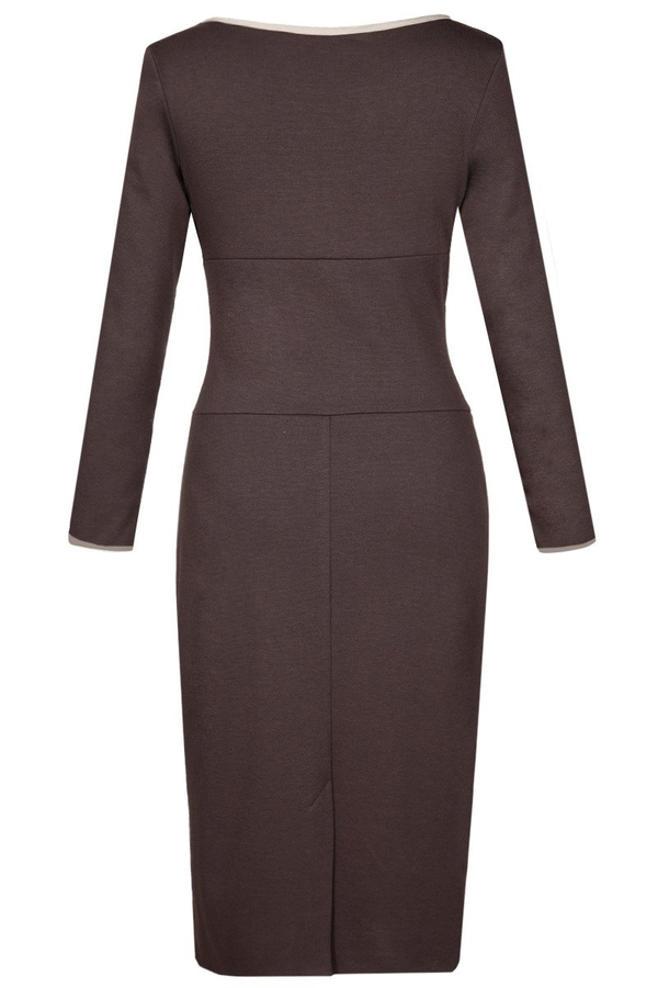 Sukienka FSU761 CZEKOLADOWY CIEMNY+BEŻOWY