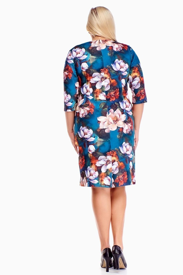 Sukienka FSU893 TURKUSOWY kwiaty