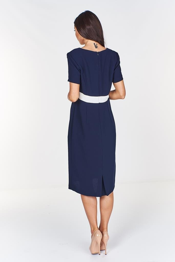 Sukienka FSU911 GRANATOWY + EKRI