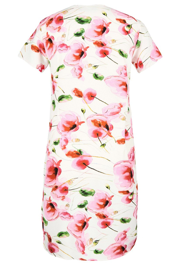 Sukienka FSU685 EKRI + AMARANTOWY JASNY