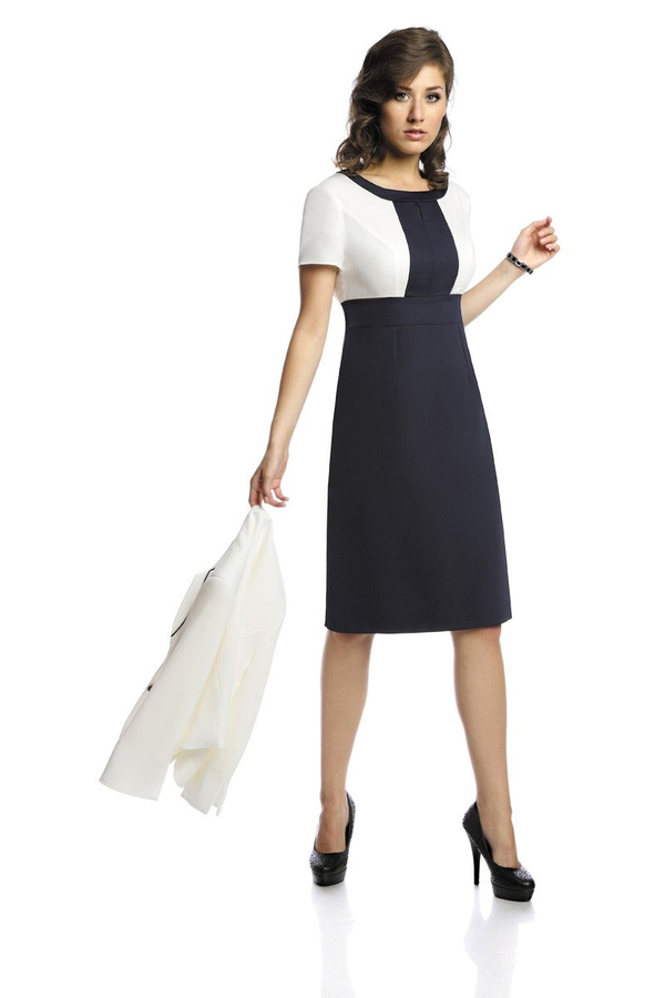 Sukienka FSU909 GRANATOWY + EKRI