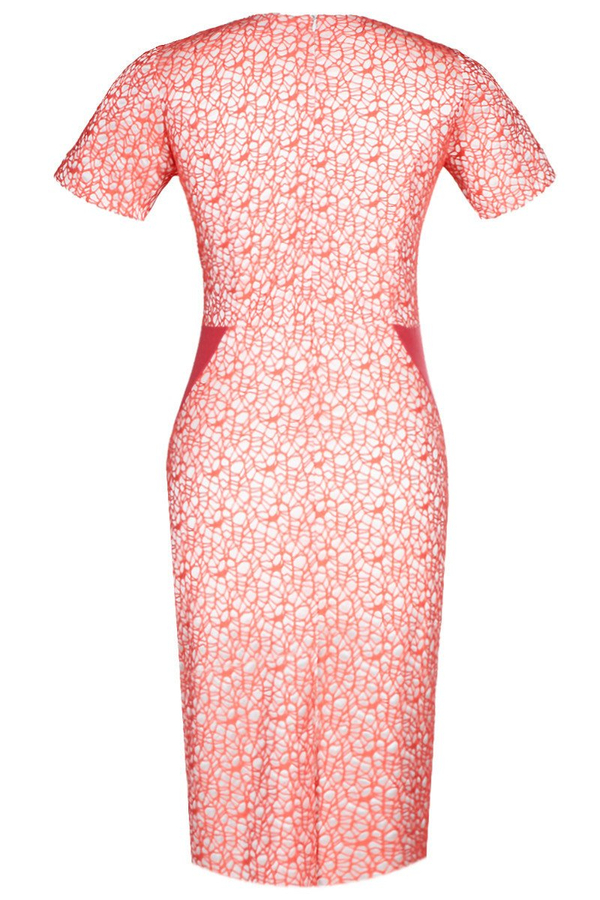 Sukienka FSU404 MALIINOWY EKRI