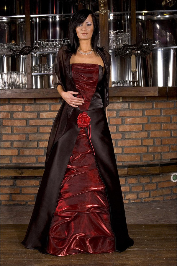 Sukienka FSU037 CZARNY + BORDOWY