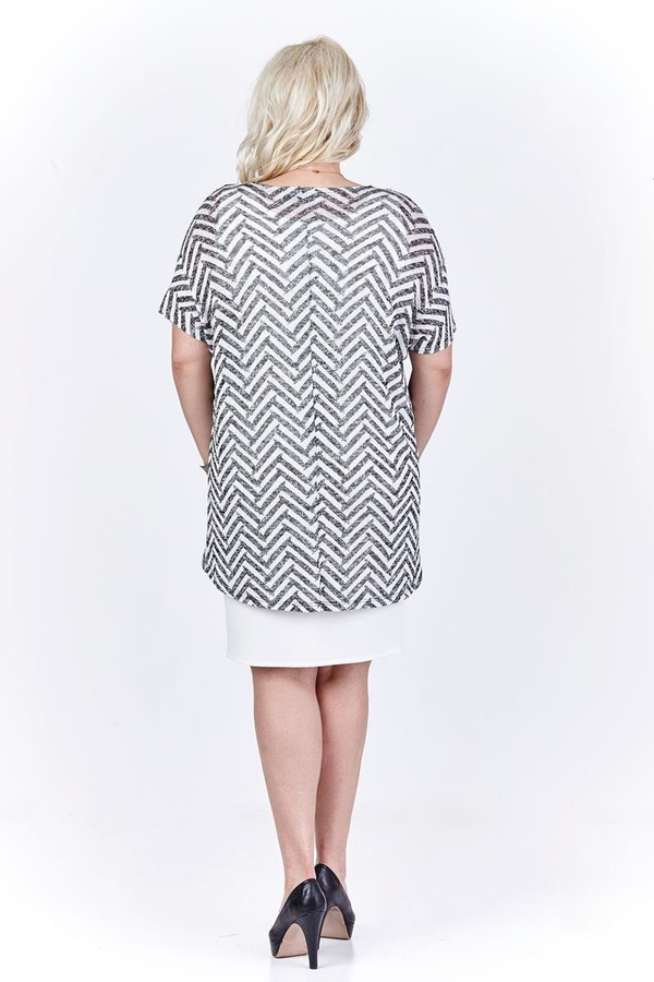 Sukienka FSU620  EKRI + CZARNY jodełka