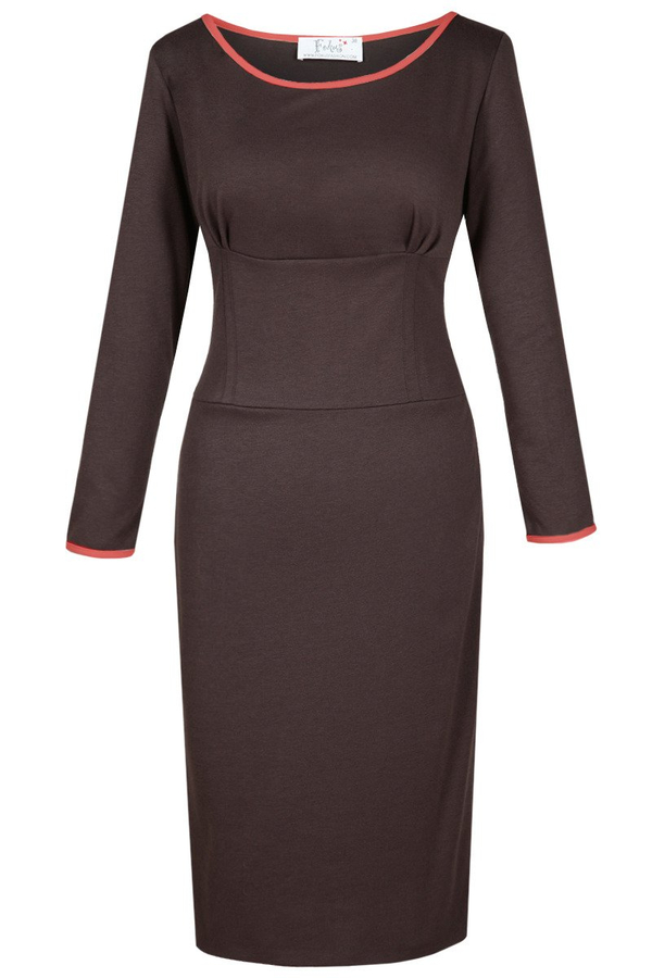 Sukienka FSU761 CZEKOLADOWY CIEMNY+BEŻOWY 5326