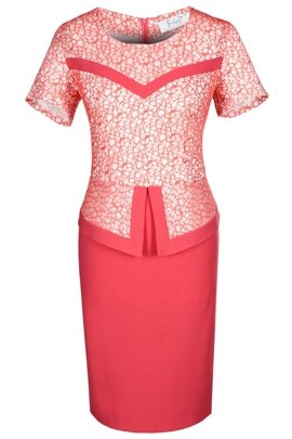 Sukienka FSU403 MALINOWY EKRI