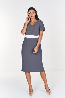 Sukienka FSU911 SZARY + EKRI