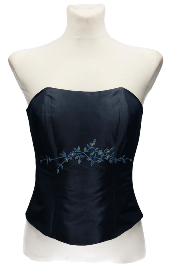 Gorset FGR042  GRANATOWY CIEMNY tafta