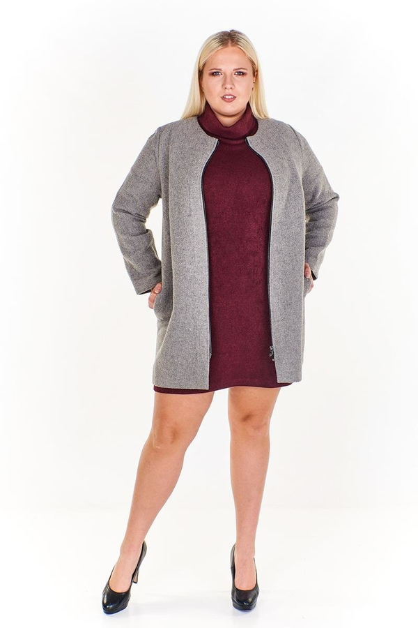 Płaszcz FPL886 SZARY JASNY gładki