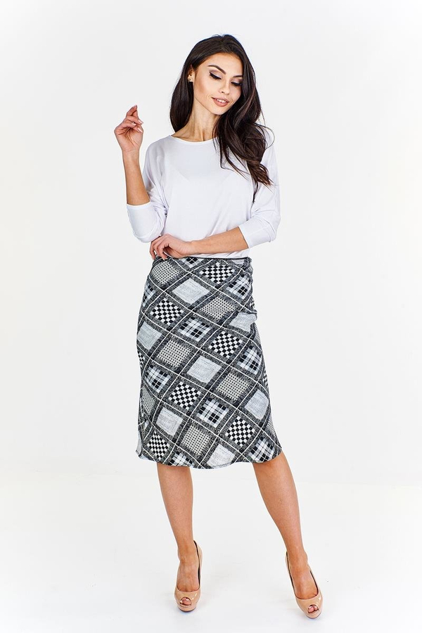Spódnica FSP771 CZARNY + BIAŁY krata