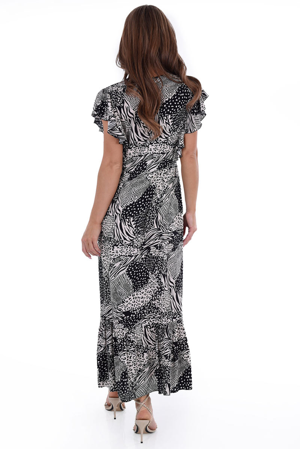 Sukienka FSU1120 CZARNY ekri skóra krokodyla