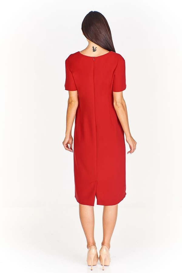 Sukienka FSU273 CZERWONY CIEMNY BEŻ CIEMNY