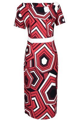 Sukienka FSU253 CZERWONY MOCNY  GRANATOWY