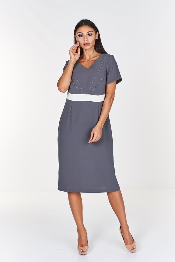 Sukienka FSU911 SZARY + EKRI