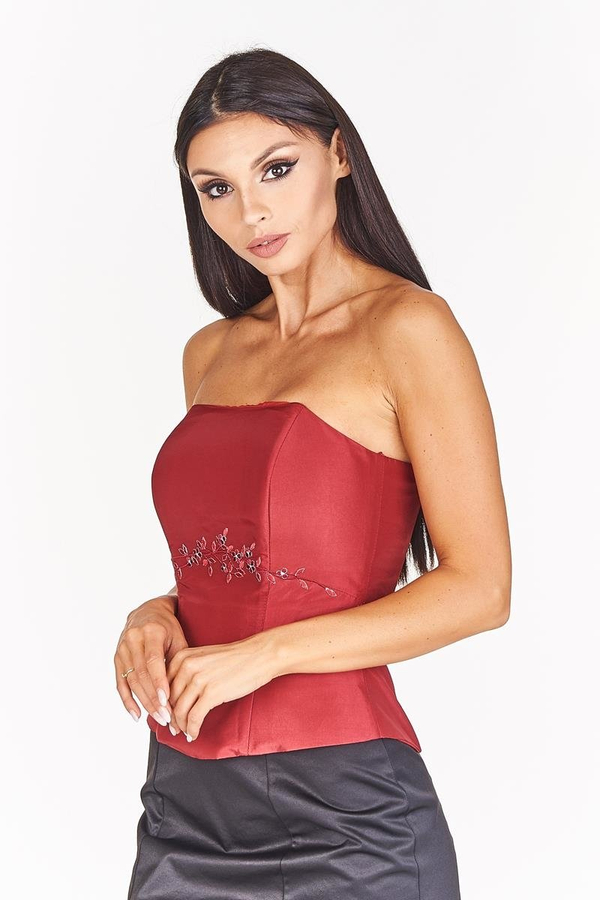 Gorset FGR042 RUBINOWY tafta