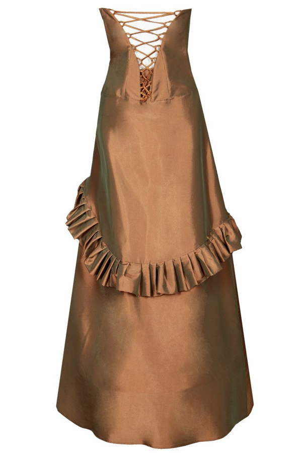 Sukienka FSU136 MIEDZIANO-ZIELONY