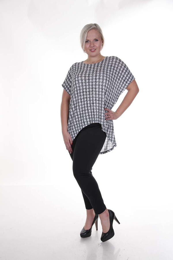 Tunika FTU870 CZARNY + BIAŁY  pepitka