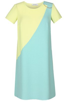 Sukienka FSU667 LIMONKA + TURKUSOWY