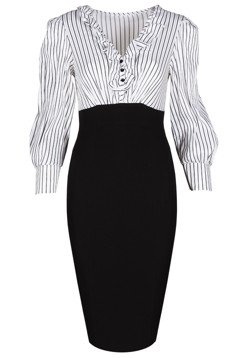 Sukienka FSU455 CZARNY BIAŁY