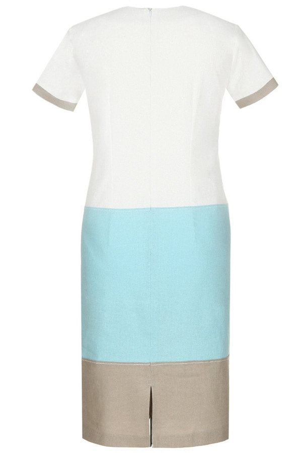 Sukienka FSU779 BIAŁY + TURKUSOWY