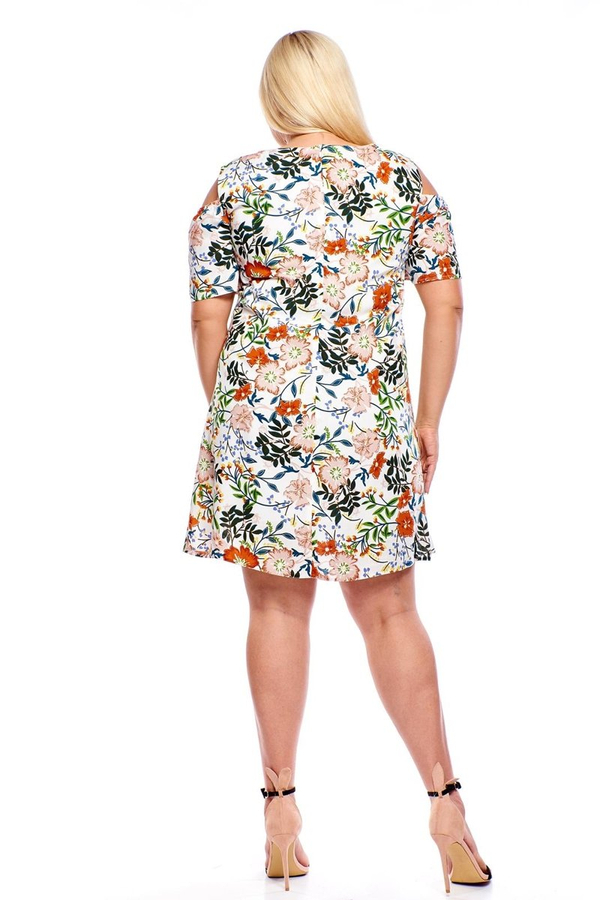Sukienka FSU939 EKRI drobne kwiaty