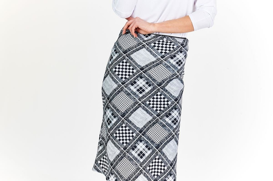 Spódnica FSP771 CZARNY + BIAŁY krata