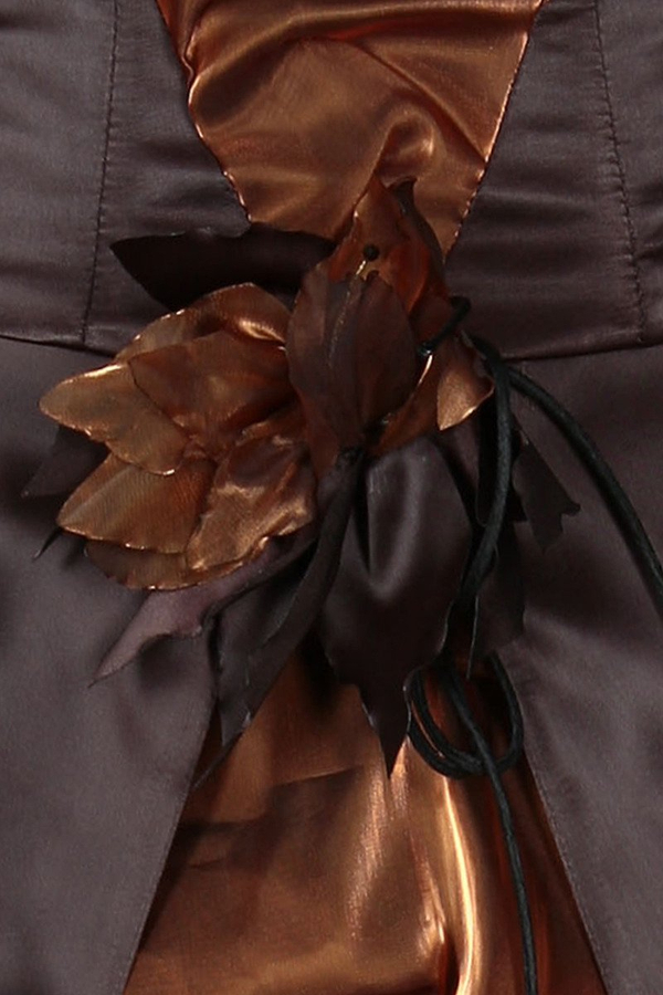 Sukienka FSU037 CZEKOLADOWY CIEMNY + ZŁOTY CIEMNY