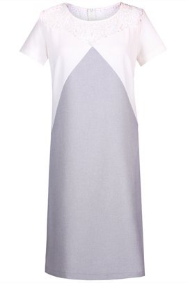 Sukienka FSU881 SZARY JASNY + EKRI