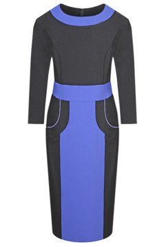 Sukienka FSU289 BLACK CORNFLOOWER BLUE