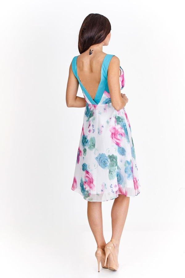 Sukienka FSU212 BIAŁY TURKUSOWY ŚREDNI