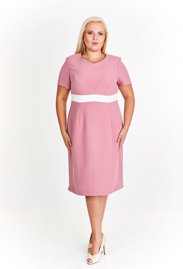 Sukienka FSU911 RÓŻOWY JASNY + EKRI