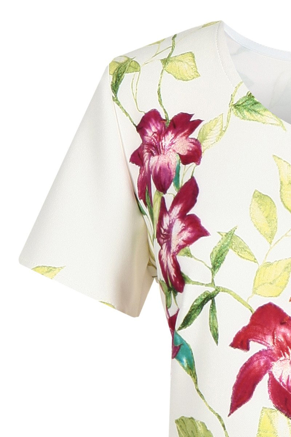 Sukienka FSU685 EKRI + AMARANTOWY ŚREDNI