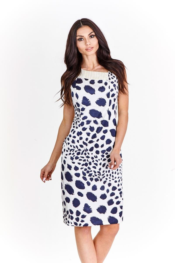 Sukienka FSU915 EKRI + GRANATOWY