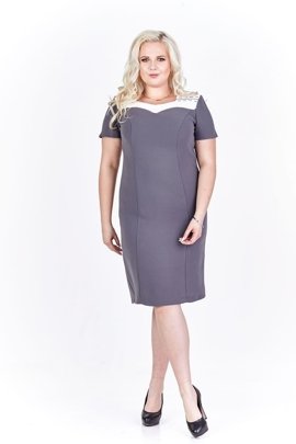 Sukienka FSU899 SZARY + EKRI
