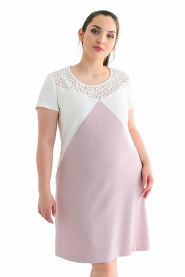 Sukienka FSU1051 RÓŻOWY JASNY + EKRI