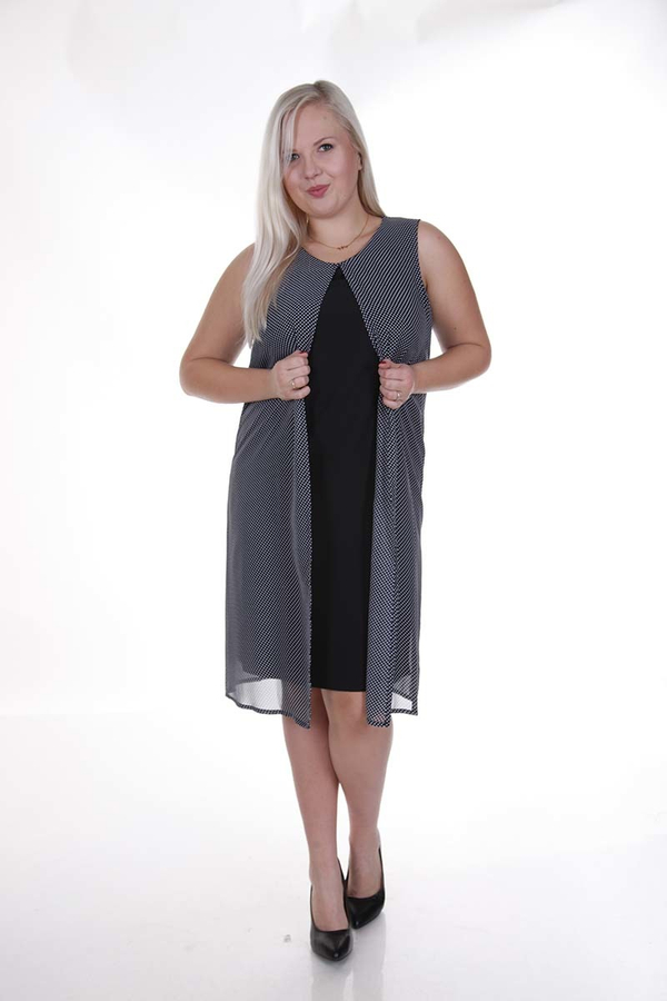 Sukienka FSU878 CZARNY + BIAŁY małe kropki