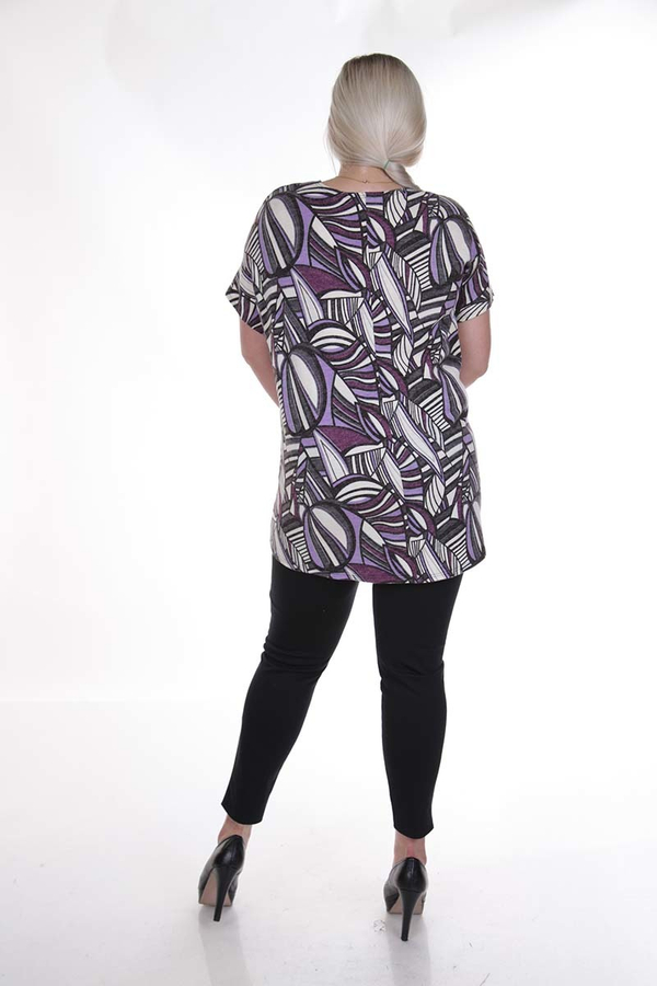 Tunika FTU870 CZARNY + FIOLETOWY wzór