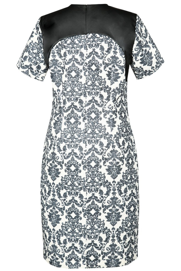 Sukienka FSU646 CZARNY + GRANATOWY wzór