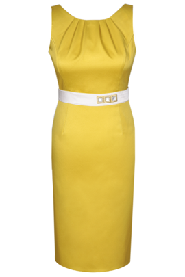 Sukienka FSU797 ŻÓŁTY + EKRI