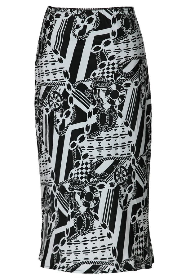 Spódnica FSP771 CZARNY + BIAŁY marynarz