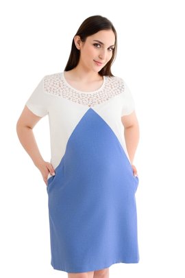 Sukienka FSU1051 JEANSOWY + EKRI