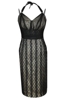 Sukienka FSU169 CZARNY + SZAMPAN