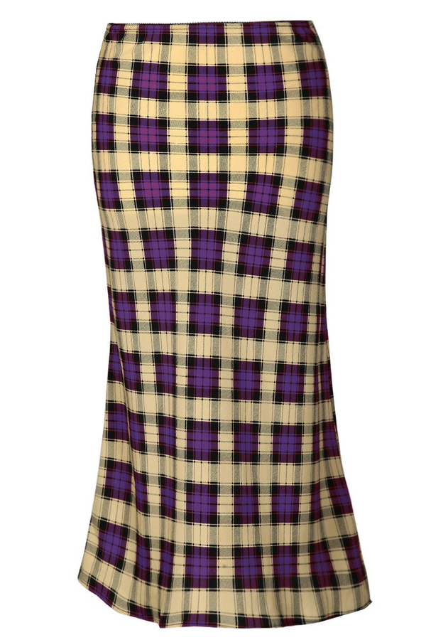 Spódnica FSP771 BEŻOWY + ŚLIWKOWY kratka