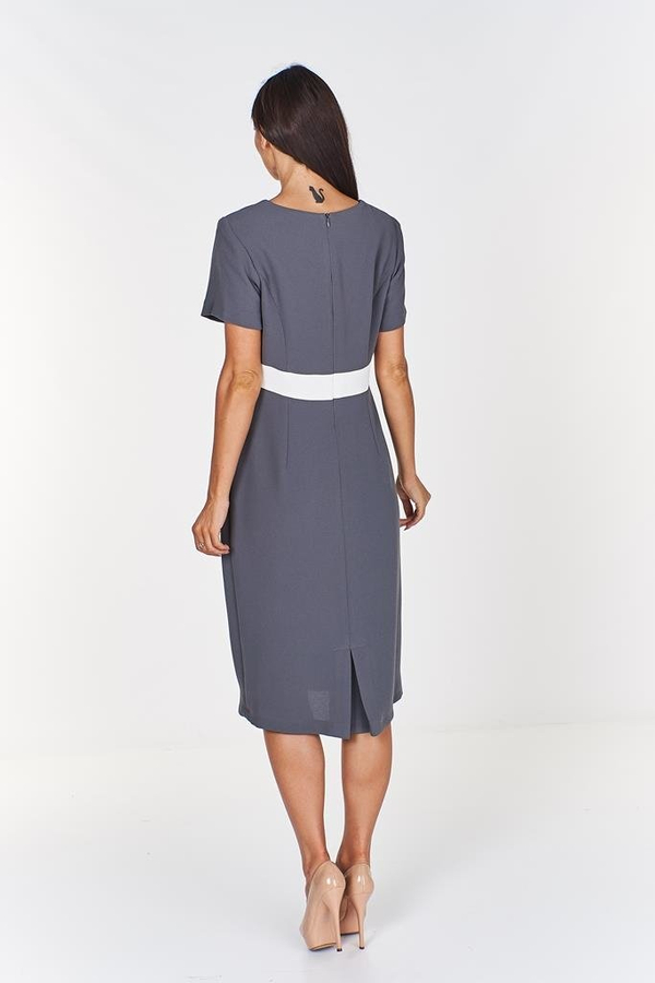 Sukienka FSU911 SZARY + EKRI