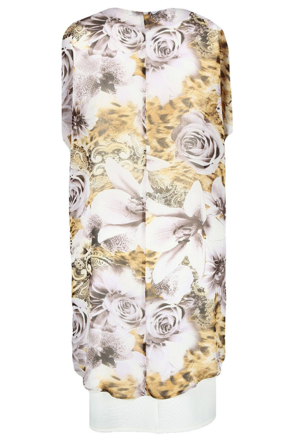 Sukienka FSU620 EKRI + STARE ZŁOTO