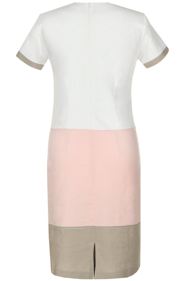 Sukienka FSU779 BIAŁY +  ŁOSOSIOWY JASNY