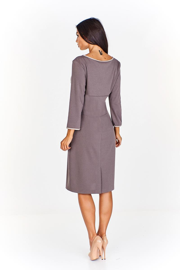 Sukienka FSU761 SZARO-BEŻOWY+CZARNY