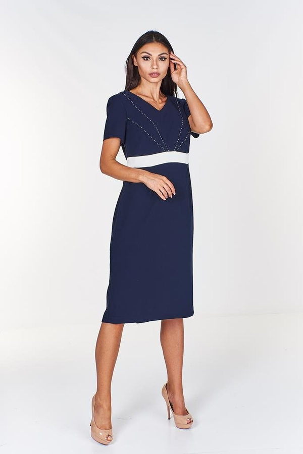 Sukienka FSU911 GRANATOWY + EKRI