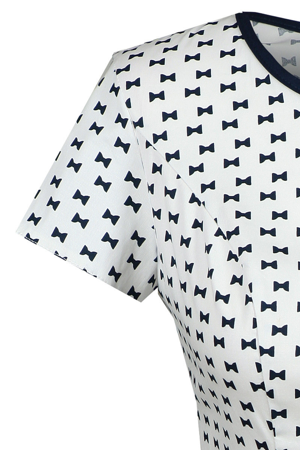 Sukienka FSU671 BIAŁY + GRANATOWY